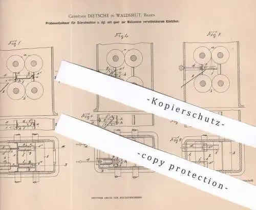 original Patent - Gebrüder Dietsche , Waldshut , Baden , 1900 , Probenentnehmer für Schrotmühle | Mühle , Mühlen !!