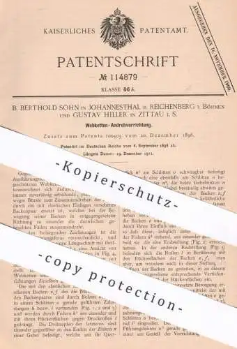 original Patent - B. Berthold Sohn , Johannesthal / Reichenberg / Böhmen | Gustav Hiller , Zittau | 1898 | Webketten !