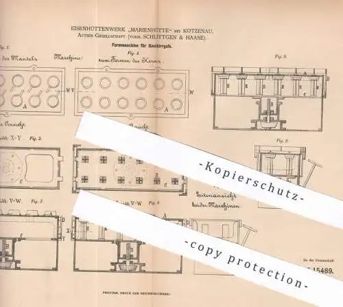 original Patent -  Eisenhüttenwerk Marienhütte / Kotzenau AG vorm. Schlittgen & Haase | 1880 | Form für Geschirrguss