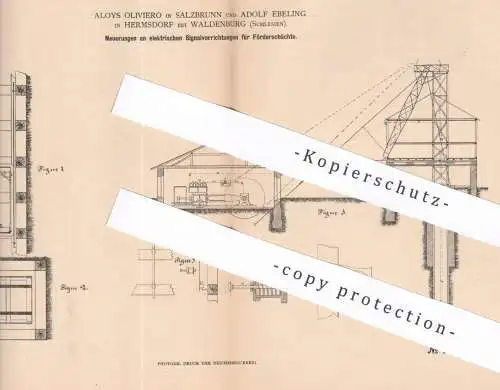 original Patent - Aloys Oliviero , Salzbrunn | Adolf Ebeling , Hermsdorf , Schlesien | elektr. Signal für Förderschacht