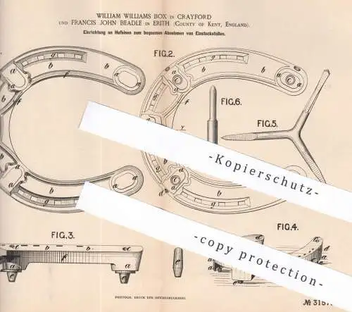 original Patent -  William Williams Box , Crayford | Francis John Beadle , Erith , England | 1884 | Hufeisen | Huf Eisen