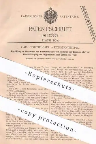 original Patent - Carl Goldstücker , Konstantinopel , Istanbul , 1900 , Nottüren von Eisenbahnen | Nottür , Tür , Zug !!