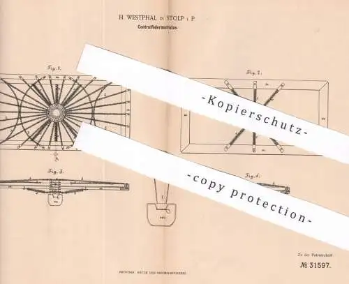 original Patent - H. Westphal , Stolp , 1884 , Zentralfedermatratze | Feder - Matratze | Bett , Betten , Möbel