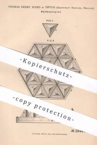 original Patent - Thomas Henry Ward , Tipton , Grafschaft Stafford , England , 1883 , Rätselspiel | Rätsel , Spiele !!