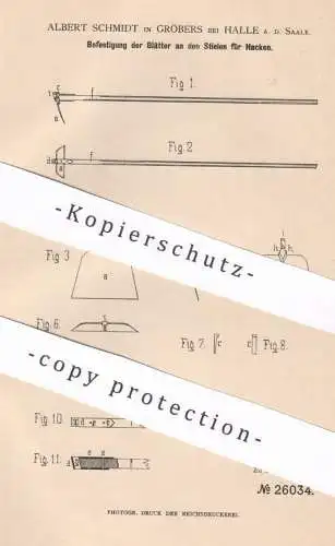 original Patent - Albert Schmidt , Gröbers / Halle / Saale | Hacke , Hacken | Gartengerät , Garten , Gärtner !!