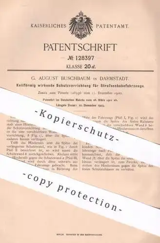 original Patent - G. August Buschbaum , Darmstadt , 1901 , Schutzwand an Straßenbahn | Eisenbahn , Bahn , Zug !!