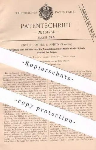 original Patent - Adolph Saurer , Arbon , Schweiz , 1899 , Einfädeln von Stickmaschinen - Nadeln | Nähmaschinen !!!