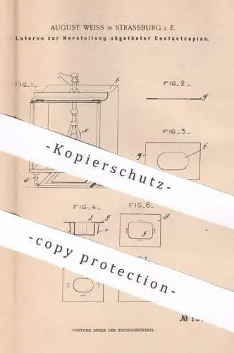 original Patent - August Weiss , Strassburg / Elsass , 1900 , Laterne zur Herst. von Kontaktkopien | Gas , Petroleum !!