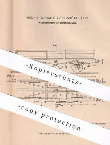 original Patent - Benno Goerke , Königshütte , O.-S. , 1901 , Wägevorrichtung an Eisenbahnen | Waage | Eisenbahn !!!