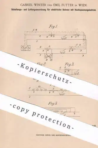 original Patent - Gabriel Winter , Emil Futter , Wien Österreich , 1899 , Schaltung für elektrische Bahnen | Straßenbahn