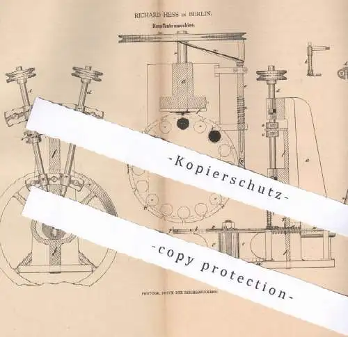 original Patent - Richard Hess , Berlin , 1880 , Knopfbohrmaschine | Bohrmaschine für Knöpfe | Knopf , Horn , Bohren !!!