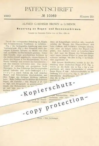 original Patent - Alfred Gardiner Brown , London , England , 1880 , Regenschirm , Sonnenschirm | Schirm , Schirmmacher !