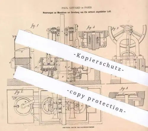 original Patent - Paul Giffard , Paris , Frankreich , 1879 , Bereitung von Eis mittels gekühlter Luft | Kühlung !!