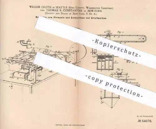 original Patent - William Groth , Seattle Washington | Thomas S. Constantine , New York , USA | Briefmarken Stempel