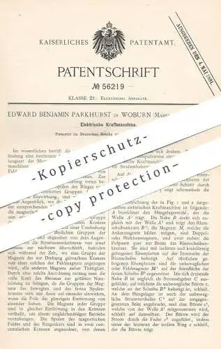 original Patent - Edward Benjamin Parkhurst , Woburn , Massach. USA , Elektrische Kraftmaschine  | Motor , Elektromotor