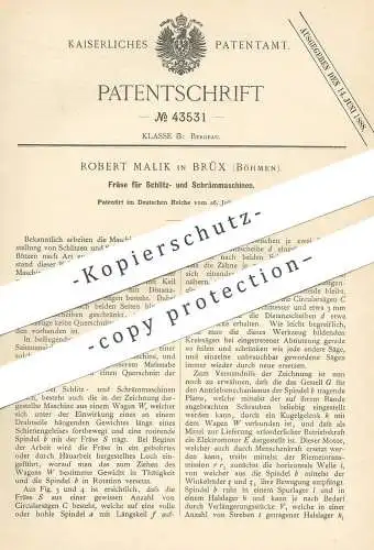 original Patent - Robert Malik , Brüx / Böhmen / Tschechien | Fräse für Kohle , Gestein | Fräsen , Bergbau , Bergwerk