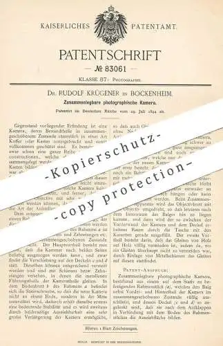 original Patent - Dr. Rudolf Krügener , Bockenheim / Frankfurt / Main | Kamera | Fotograf , Photography , Fotoapparat