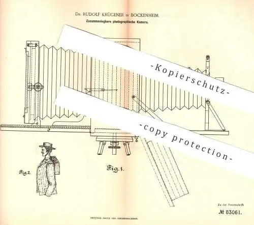 original Patent - Dr. Rudolf Krügener , Bockenheim / Frankfurt / Main | Kamera | Fotograf , Photography , Fotoapparat