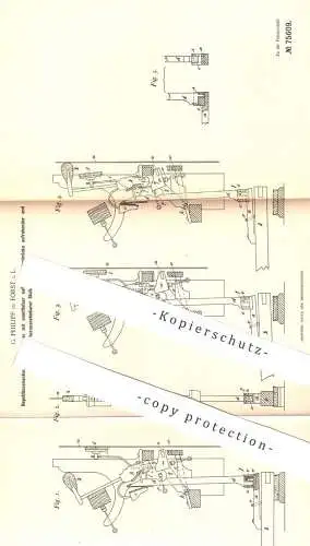 original Patent - G. Philipp , Forst / Lausitz / Cottbus 1893 , Repetationsmechanik für Piano , Klavier , Flügel | Musik