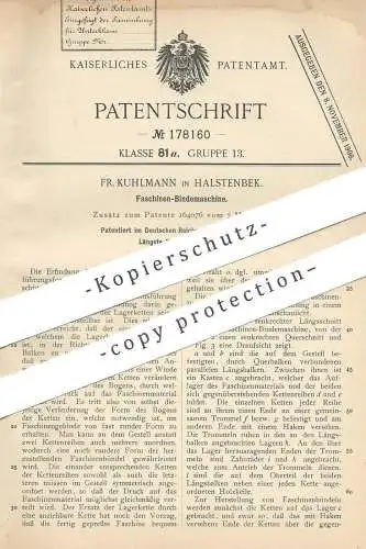 original Patent - Fr. Kuhlmann , Halstenbek / Hamburg , 1906 , Faschinen - Bindemaschine | Wasserbau , Förster | Reisig