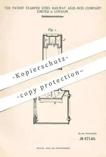 original Patent - The Patent Stamped Steel Railway Axle Box Comp. Ltd. , London , 1892 , Stahlblechachsbüchse | Achsen