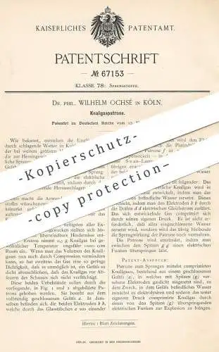 original Patent - Dr. Phil. Wilhelm Ochsé , Köln / Rhein , Knallgaspatrone | Gaspatrone | Gas , Bergwerk , Sprengstoff