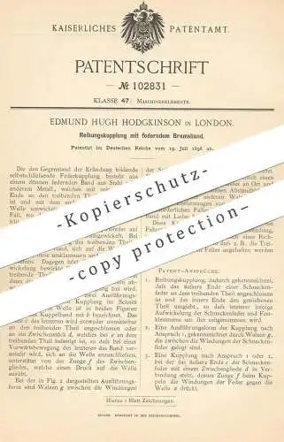 original Patent - Edmund Hugh Hodgkinson , London , England , 1898 , Reibungskupplung mit federndem Bremsband | Kupplung