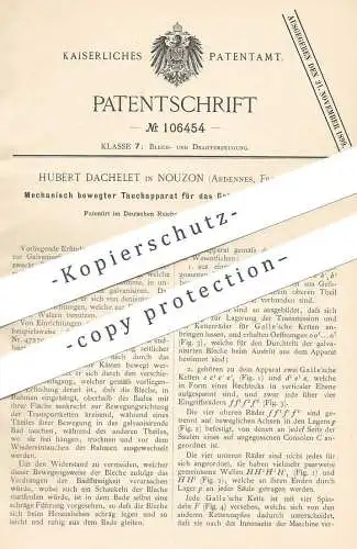 original Patent - Hubert Dachelet , Nouzon , Ardennes , Frankreich , 1898 , Tauchapparat zum Galvanisieren von Blech