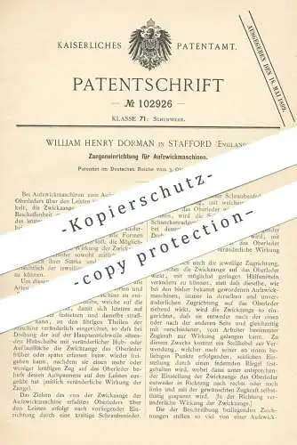 original Patent - William Henry Dorman , Stafford , England , 1897 , Zangeneinrichtung für Aufzwickmaschinen | Schuster