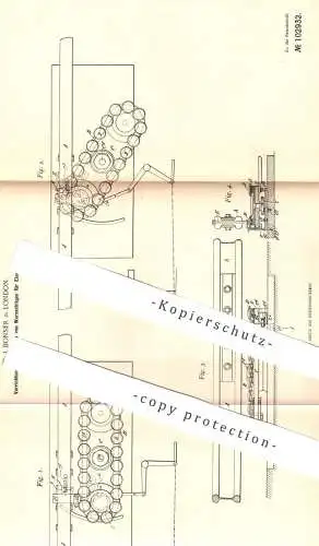 original Patent - W. J. Bonser , London , England 1897 , Auslegen der Warnschläge für Eisenbahnen | Eisenbahn Schaltwerk