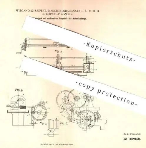 original Patent - Wiegand & Seifert Maschinenbauanstalt GmbH , Leipzig / Plagwitz , 1897 , Kugeldrehbank | Drehbank !!!