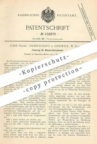 original Patent - John Isaac Thornycroft , Chiswick , England , 1897 , Feuerung für Wasserröhrenkessel | Kessel !!!