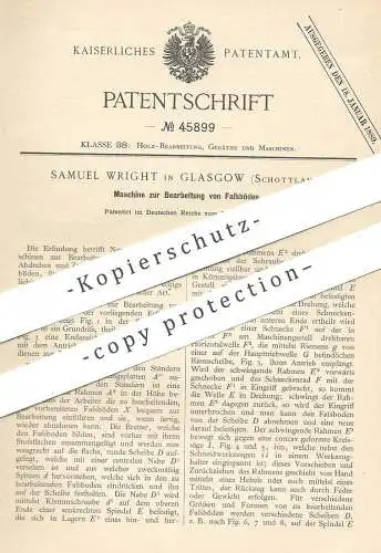 original Patent - Samuel Wright , Glasgow , Schottland , 1888 , Bearbeitung von Fassböden | Fass , Fässer , Holzfass !!