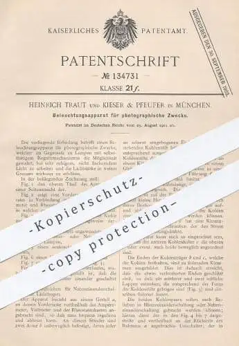 original Patent - Heinrich Traut u. Kieser & Pfeufer , München , 1901 , Beleuchtungsapparat für Fotografie | Fotograf !