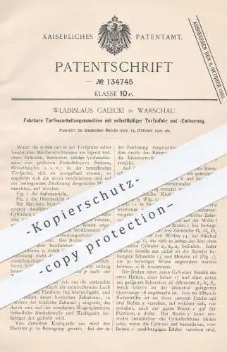 original Patent - Wladislaus Galecki , Warschau , 1901 , Fahrbare Torfverarbeitungsmaschine | Torf , Erde , Torfgrube !