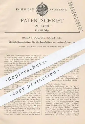 original Patent - Hugo Stockder , Cannstatt , 1901 , Dampfleitung von Abdampfheizungen | Dampf - Heizung , Dampfmaschine