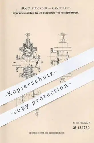 original Patent - Hugo Stockder , Cannstatt , 1901 , Dampfleitung von Abdampfheizungen | Dampf - Heizung , Dampfmaschine