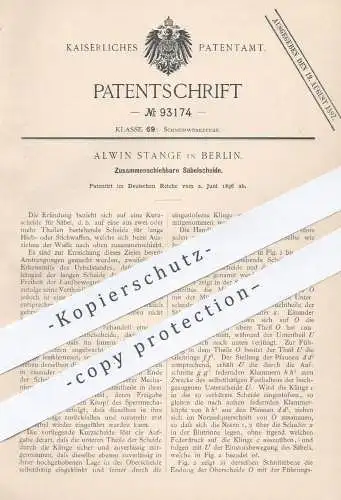 original Patent - Alwin Stange , Berlin , 1896 , Säbelscheide | Säbel , Schwert , Messer , Waffe , Stichwaffe , Klinge