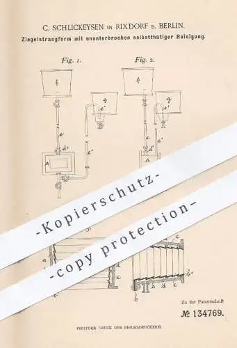 original Patent - C. Schlickeysen , Rixdorf / Berlin , 1901 , Ziegelstrangform | Ziegel - Form | Ziegelei , Tonziegel !!