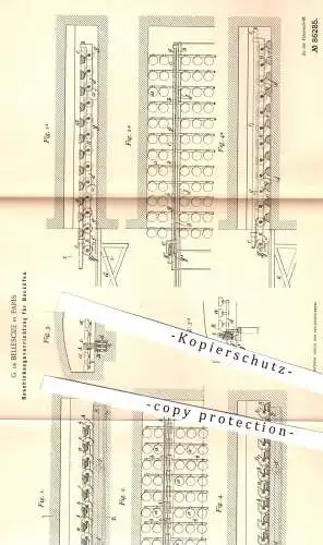 original Patent - G. de Bellescize , Paris  1895 , Beschickung für Backöfen | Backofen , Ofen , Herd , Bäcker , Bäckerei