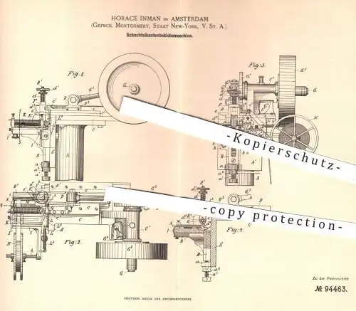 original Patent - Horace Inman , Amsterdam , Montgomery , New York USA , 1896 , Bekleben v. Schachtel - Kanten | Papier