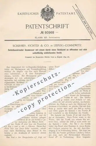 original Patent - Schirmer , Richter & Co. , Leipzig / Connewitz , 1894 , Selbstkassierender Gasmesser | Gaszähler , Gas