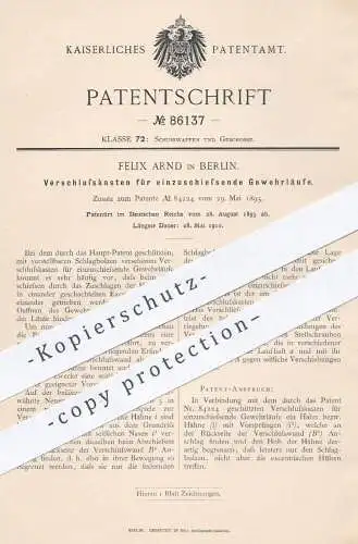 original Patent - Felix Arnd , Berlin , 1895 , Verschlusskasten für Gewehrläufe | Gewehre , Waffen , Militär , Jagd !!!