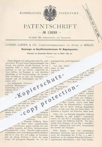 original Patent - Ludwig Loewe & Co. KG , 1880 , Repititionsmechanismus für Magazingewehre | Gewehre , Waffen , Militär