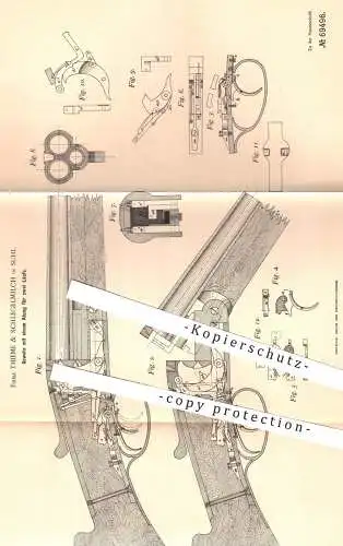 original Patent - Thieme & Schlegelmilch , Suhl , 1892 , Gewehr mit Abzug für zwei Läufe | Gewehre , Waffen , Militär !