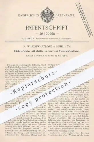 original Patent - A. W. Schwarzlose , Suhl , 1897 , Rückstoßlader | Gewehr , Gewehre , Waffe , Waffen , Jagd , Militär !