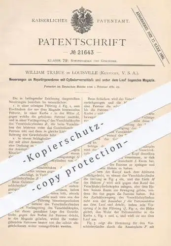 original Patent - William Trabue , Louisville , Kentucky USA , 1882 , Repetiergewehr | Gewehre , Waffen , Jagd , Militär