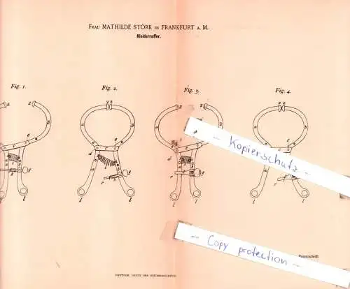 original Patent - Frau Mathilde Störk in Frankfurt a. M. , 1895 , Kleiderraffer !!!