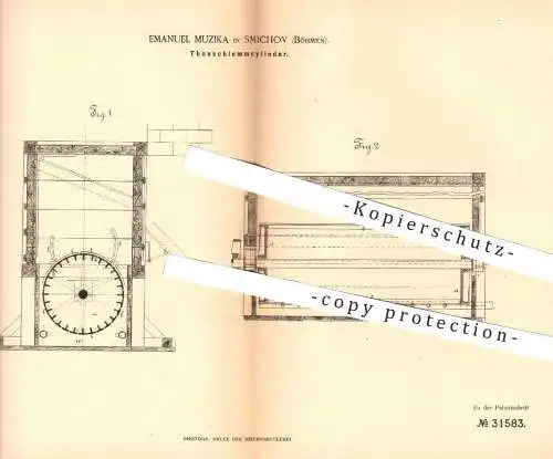 original Patent - Emanuel Muzika , Smichov , Böhmen , 1884 , Tonschlemmzylinder | Ton , Stein , Gestein , Tonwaren !!