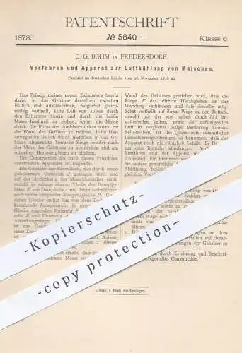 original Patent - C. G. Bohm , Fredersdorf , 1878 , Luftkühlung von Maische | Bier brauen | Brauei , Hopfen , Malz